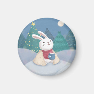 Aimant Joyeux Noël : Illustration de lapin