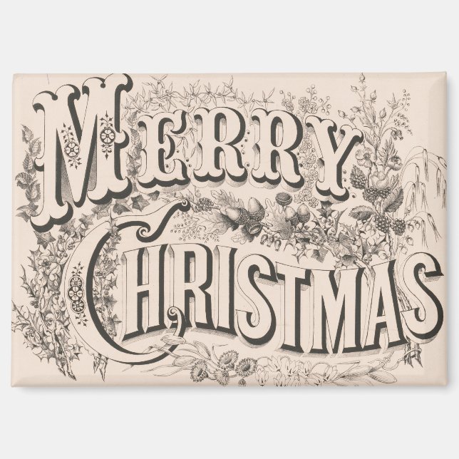 Aimant Joyeux Noël, impression vintage Currier & Ives (Recto)