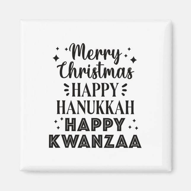 Aimant Joyeux Noël Joyeux Hanoukka Joyeux Kwanzaa 5 (Devant)