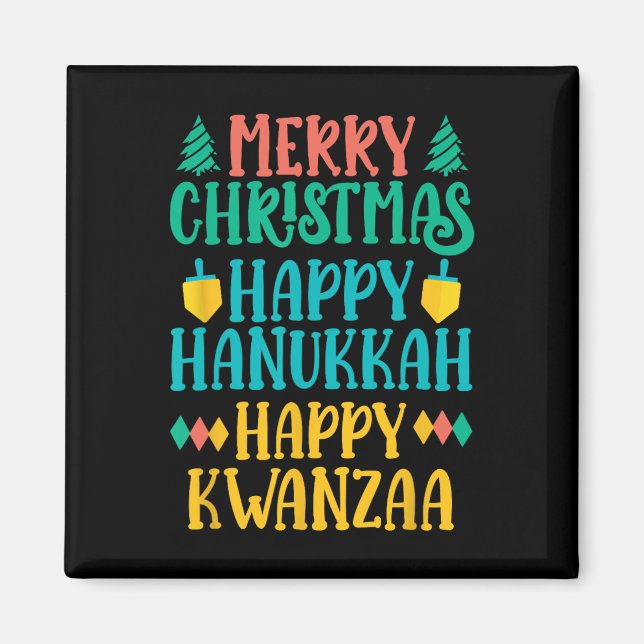 Aimant Joyeux Noël Joyeux Hanoukka Joyeux Kwanzaa 7 (Devant)