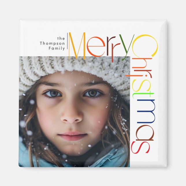 Aimant Joyeux Noël joyeux lettres personnalisées photo (Devant)