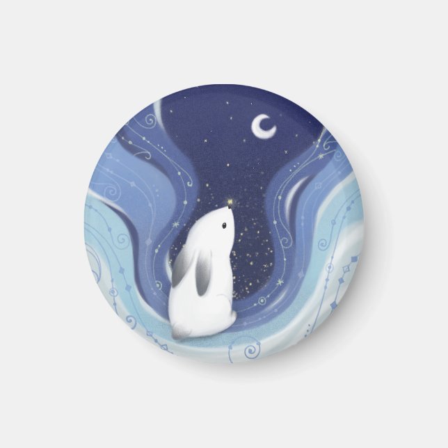 Aimant Joyeux Noël : Lapin, la Lune et les étoiles (Devant)