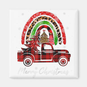 Aimant Joyeux Noël Leopard Buffalo Camion Arbre Rouge Pla
