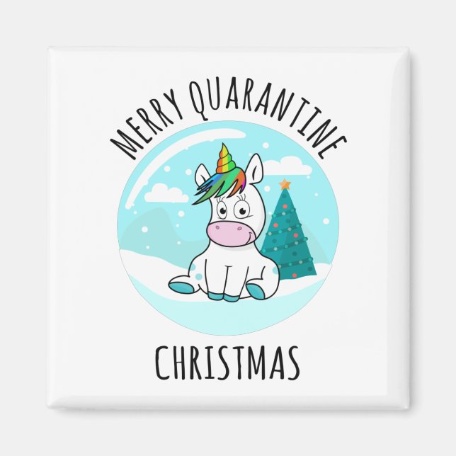 Aimant Joyeux Noël Licorne de Quarantaine (Devant)