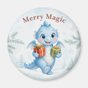 Aimant Joyeux Noël Magique Bébé Dragon Bleu