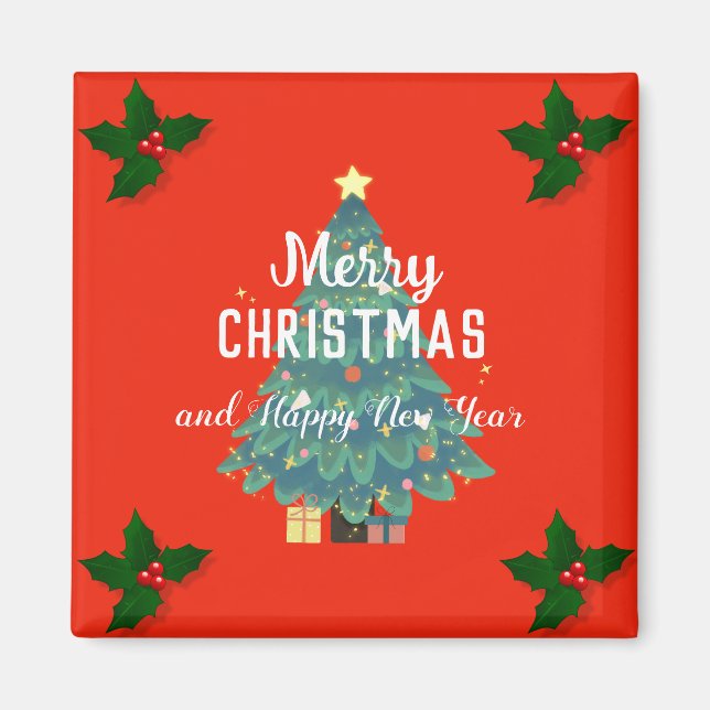 Aimant Joyeux Noël moderne et joyeux jour férié (Devant)