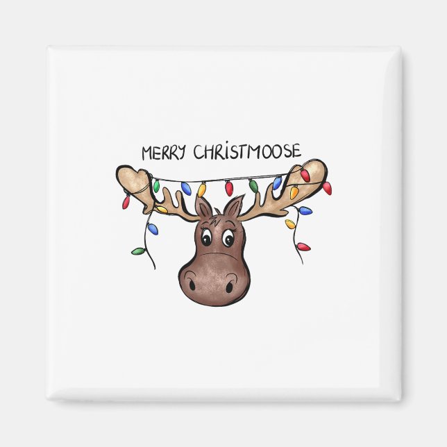 Aimant Joyeux Noël Moose Xmas Lover Holiday (Devant)