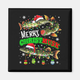 Aimant Joyeux Noël Musky Trois Santa Muskies Pêcheur F