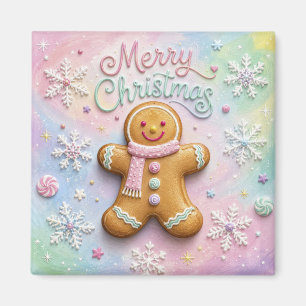 Aimant Joyeux Noël Pâtisserie Gingerbread Flocons de Neig