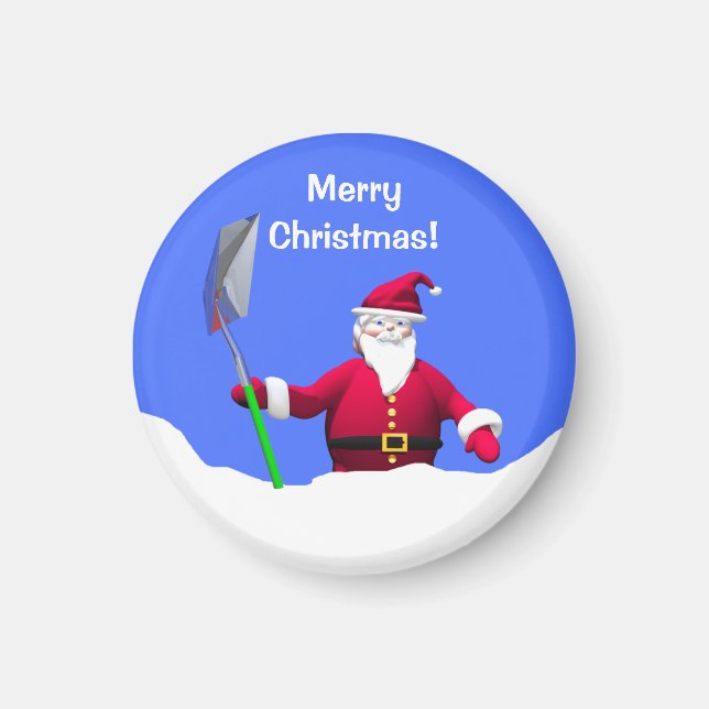 Aimant Joyeux Noël Père Noël avec Shovel (Devant)