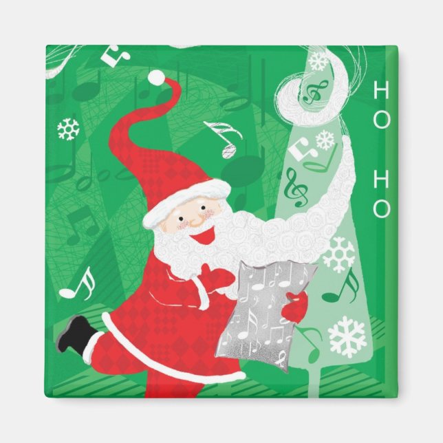 Aimant Joyeux Noël, Père Noël chantant et dansant (Devant)