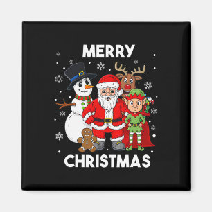 Aimant Joyeux Noël Père Noël Et Amis Garçons Fille Enfant