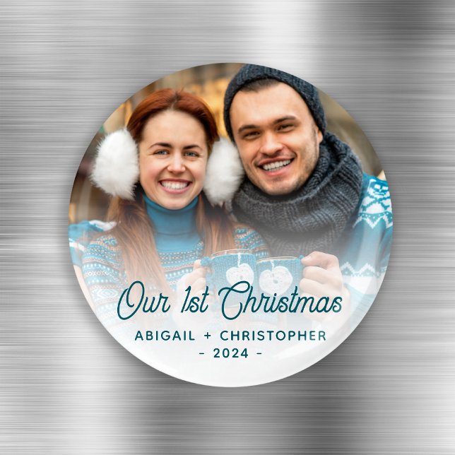 Aimant Joyeux Noël Photo nouvellement mariée Turquoise Sc (Créateur téléchargé)