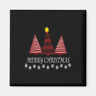 Aimant Joyeux Noël Plaid Tree Flocon de neige Noël Fêtes