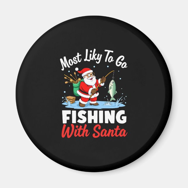 Aimant Joyeux Noël Pour Cadeau Pêche Papa Noël ( (Devant)