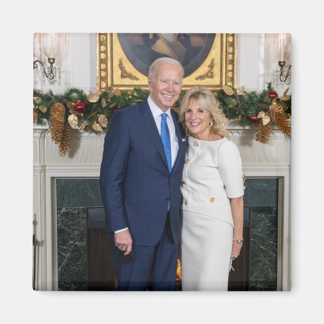 Aimant Joyeux Noël, Président Joe Biden & 1ère Dame (Devant)