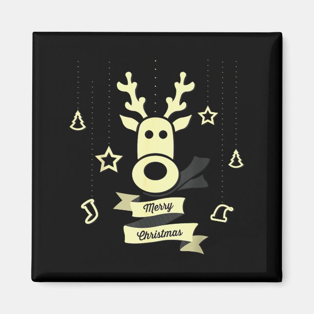 Aimant Joyeux Noël Renne Mignon  (Devant)