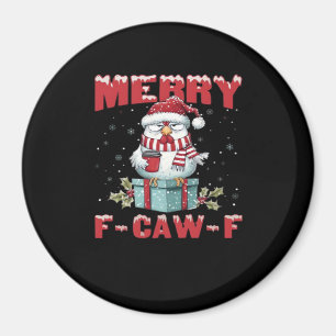 Aimant Joyeux Noël rétro F-Caw-F Poulet
