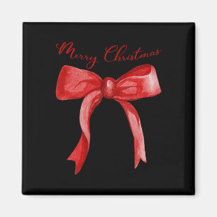 Aimant Joyeux Noël Rouge Coquette Bow Joyeux Et Lumineux