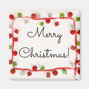 Aimant Joyeux Noël rouge et vert ornements