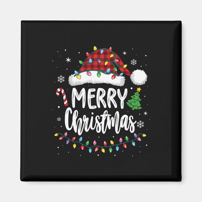 Aimant Joyeux Noël Rouge Plaid Feux de famille Xmas Men W (Devant)