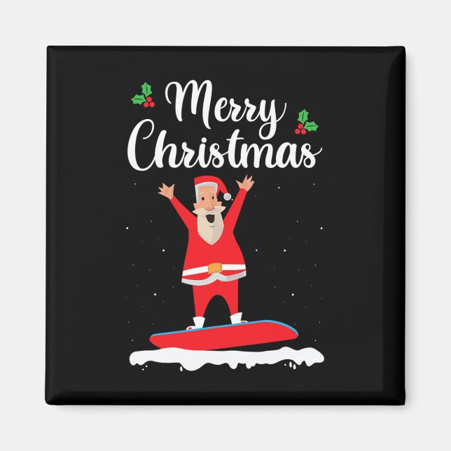 Aimant Joyeux Noël Snowboard Santa Claus Boarder E (Devant)