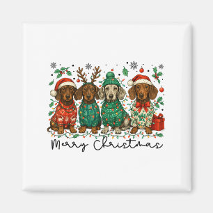 Aimant Joyeux Noël Teckel Chien Rétro Xmas Chiot Hommes