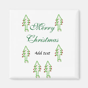 Aimant Joyeux Noël vert sapin rouge cerise de Noël