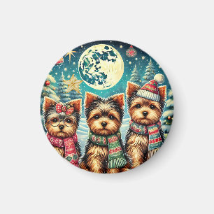 Aimant Joyeux Noël vintage Terrier Yorskhire Yorkie