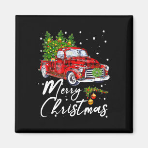 Aimant Joyeux Noël Vintage Wagon Camion Rouge Pyjama Fam