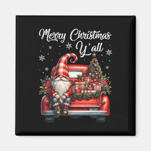 Aimant Joyeux Noël Yall Gnome Camion Buffalo Plaid Paj