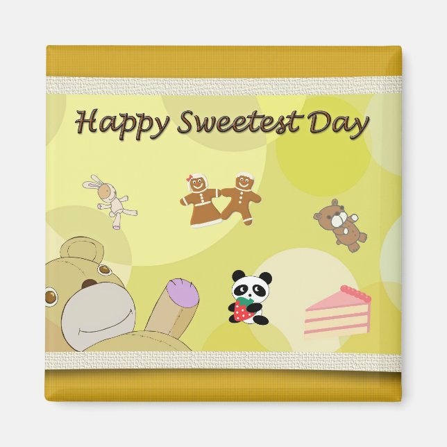 Aimant Joyeux Nounours du Jour le plus doux (Devant)