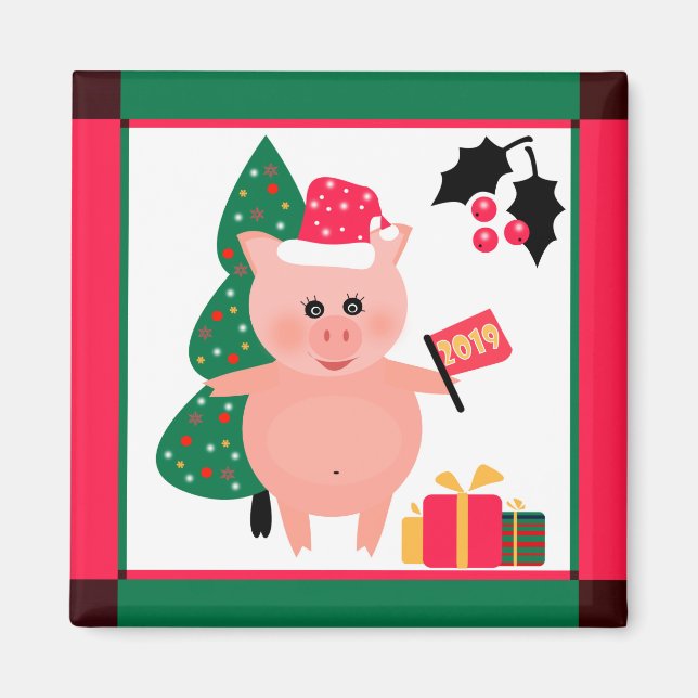 Aimant Joyeux Nouvel An 2019 Symbole chinois Cochon (Devant)