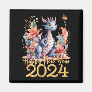 Aimant Joyeux Nouvel An 2024 Chine Dragon couleur d'eau