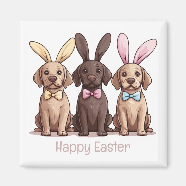 Aimant Joyeux Pâques Labrador Retriever Chiens Bunny Ears (Devant)