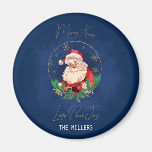 Aimant Joyeux Père Noël Rouge Vert Bleu Moderne Joyeux No