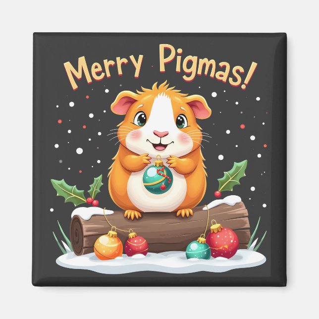 Aimant Joyeux Pigmas Guinée Pig Noël Père Noël (Devant)