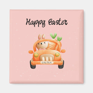 Aimant Joyeux pilote de Pâques lapin rose