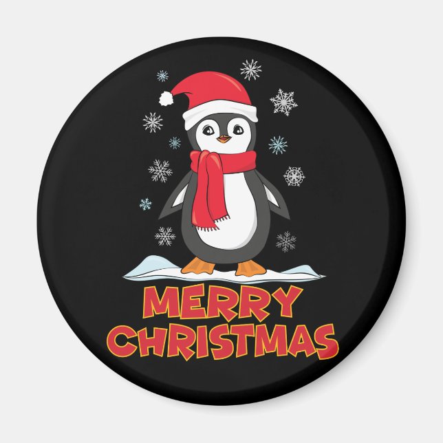 Aimant Joyeux Pingouin mignon de Noël (Devant)