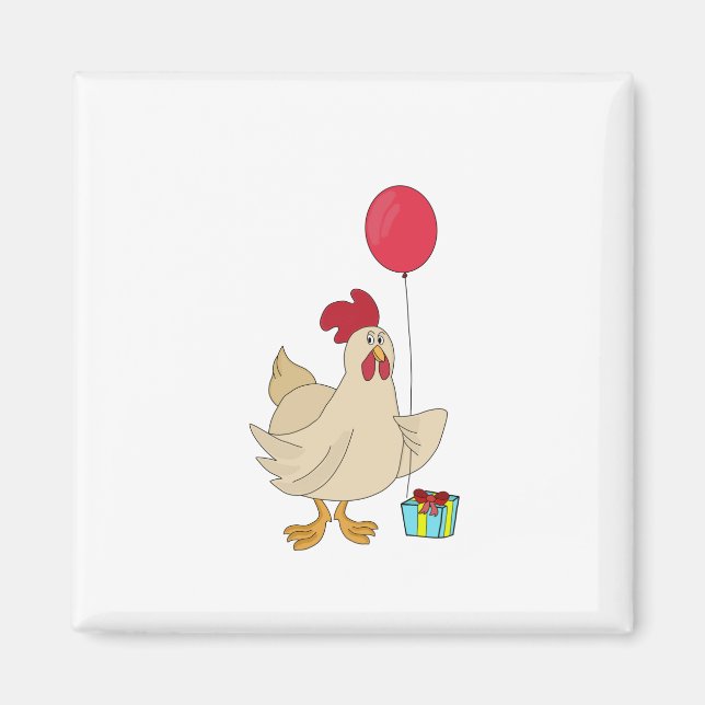 Aimant Joyeux poulet d'anniversaire (Devant)