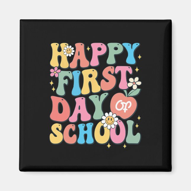 Aimant Joyeux premier jour de l'école enseignant garçons  (Devant)