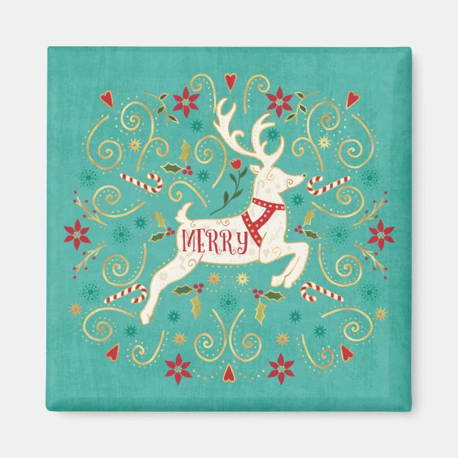 Aimant Joyeux Reindeer Turquoise (Devant)