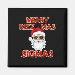 Aimant Joyeux Rizz Mas Sigmas Cool Père Noël Face Skibid
