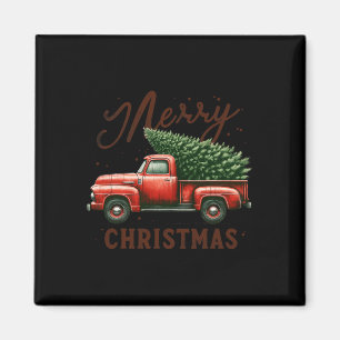 Aimant Joyeux sapin de Noël sur le camion rouge Wagon Vin