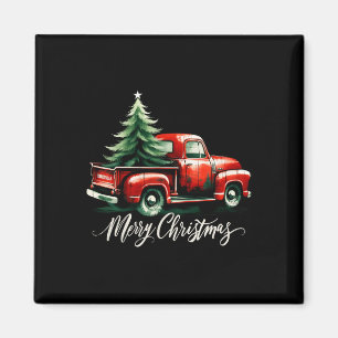 Aimant Joyeux sapin de Noël sur le camion rouge Wagon Xma