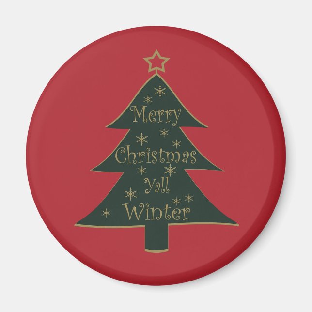 Aimant Joyeux sapin décoré de Noël (Devant)