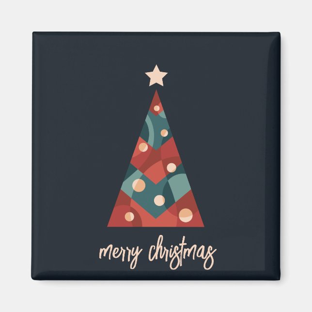 Aimant Joyeux sapin rouge de Noël (Devant)