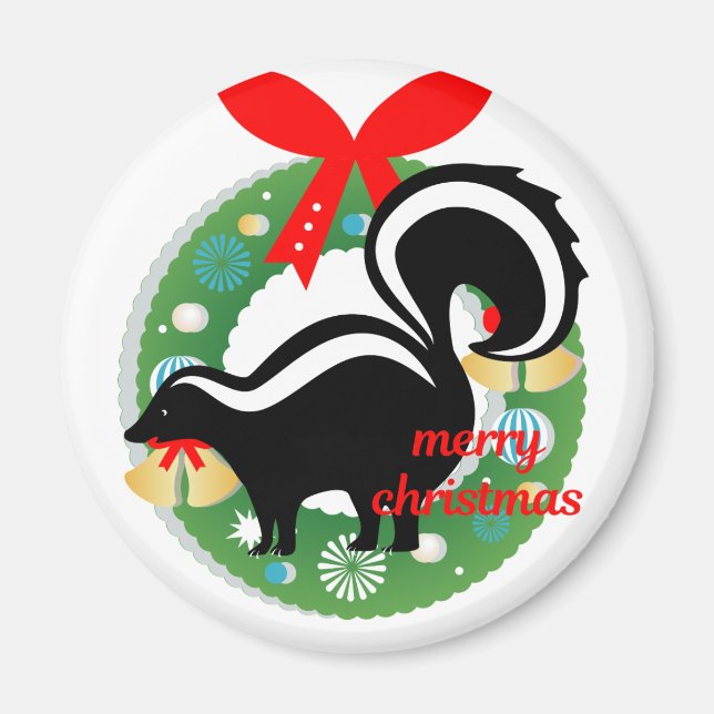 Aimant joyeux skunk de noël (Devant)