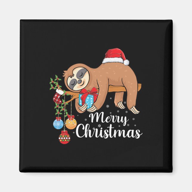 Aimant Joyeux Slothmas joli Noël Sloth Santa Hat Noël (Devant)