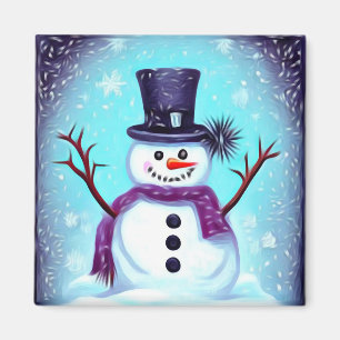 Aimant Joyeux Snowman Peint